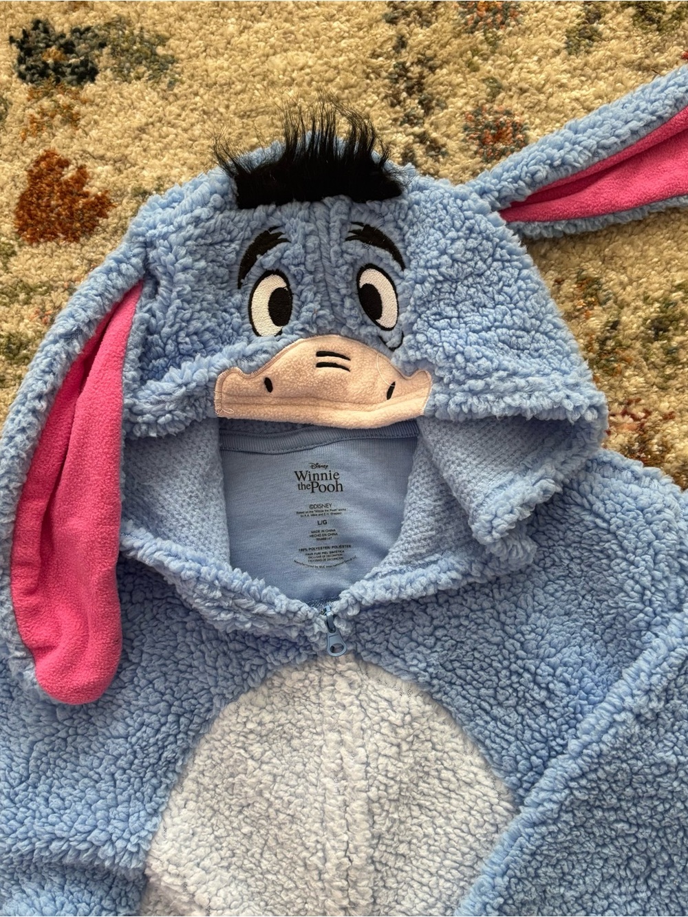 Women’s Disney Eeyore Blue Plush Hooded Onesie Pajamas - Picture 4 of 6